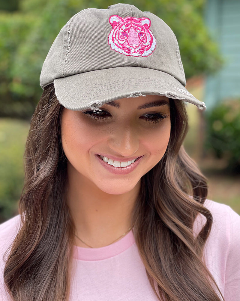 pink fitted hat 