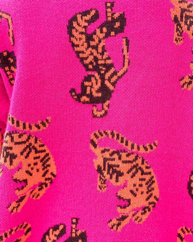 Jacquard Knit Tiger Sweater in Pink Rave Camo – SVRN