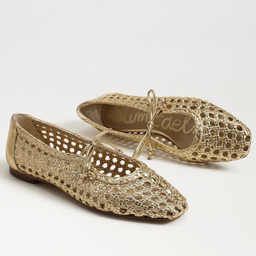 Sam Edelman Marcie Ballet Flat Amber Gold Weave 9.5